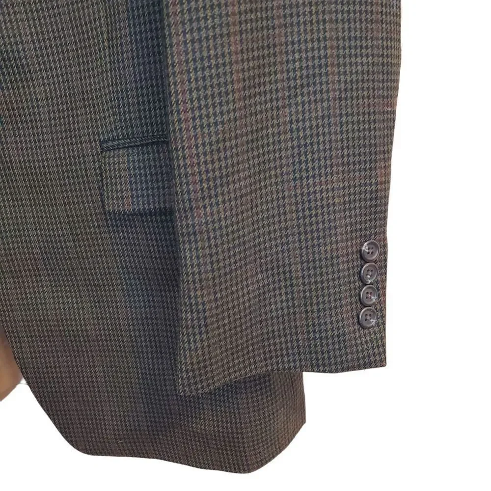 Ralph Lauren LRL Brown Houndstooth‎ wool Mens Blazer Jacket Sports Coat Size 42L